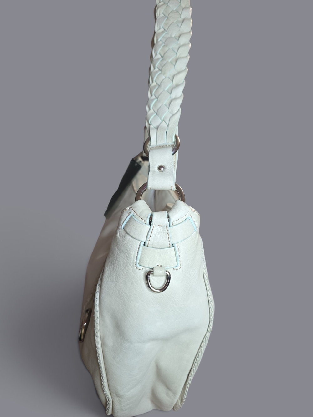 Donald J. Pliner Vintage Cream Braided-Handle Shoulder Bag NWT Retail $320 - Picture 3 of 15